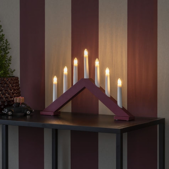 Adventsstake 7 armet - Rød/Hvit-Julebelysning adventsstake-Konstsmide-Hvit-3985-525-Lightup.no