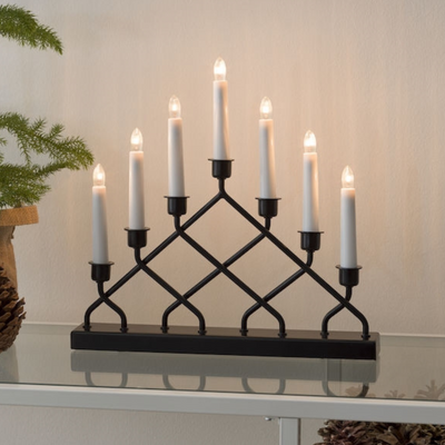 Adventsstake 7 armet - Svart-Julebelysning adventsstake-Konstsmide-3529-710TR-Lightup.no