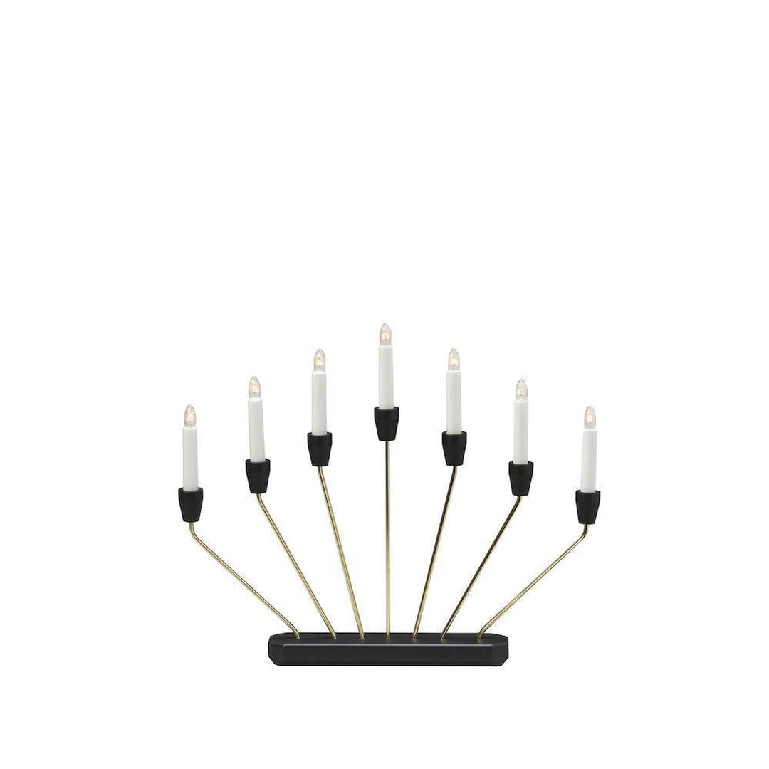 Adventsstake 7 armet - Svart/Messingfarget-Julebelysning adventsstake-Konstsmide-3539-870TR-Lightup.no