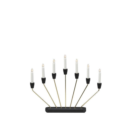 Adventsstake 7 armet - Svart/Messingfarget-Julebelysning adventsstake-Konstsmide-3539-870TR-Lightup.no