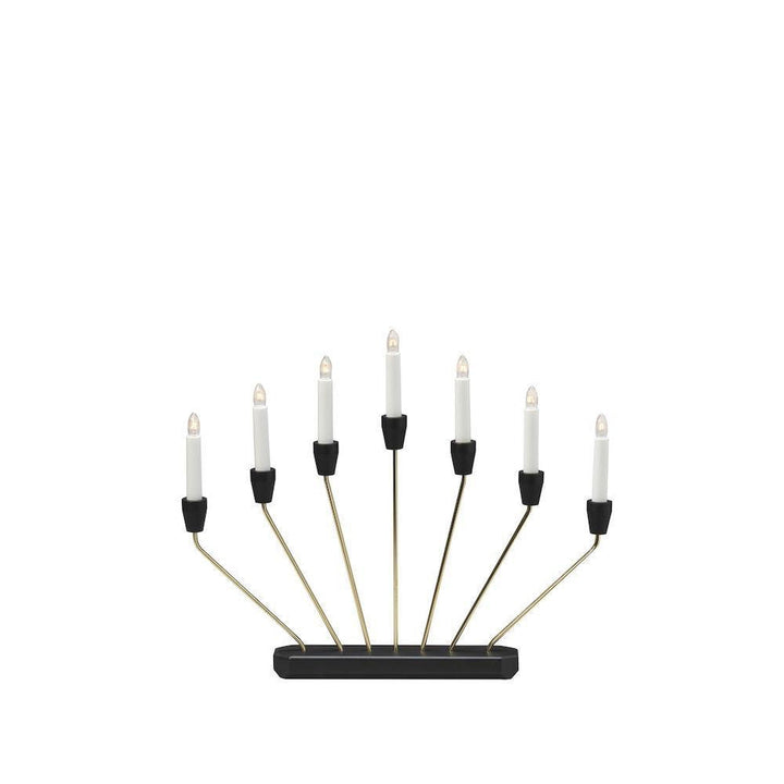 Adventsstake 7 armet - Svart/Messingfarget-Julebelysning adventsstake-Konstsmide-3539-870TR-Lightup.no