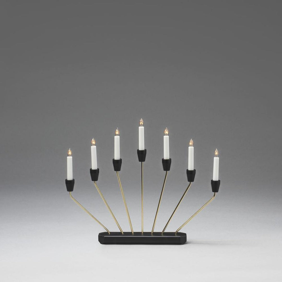 Adventsstake 7 armet - Svart/Messingfarget-Julebelysning adventsstake-Konstsmide-3539-870TR-Lightup.no