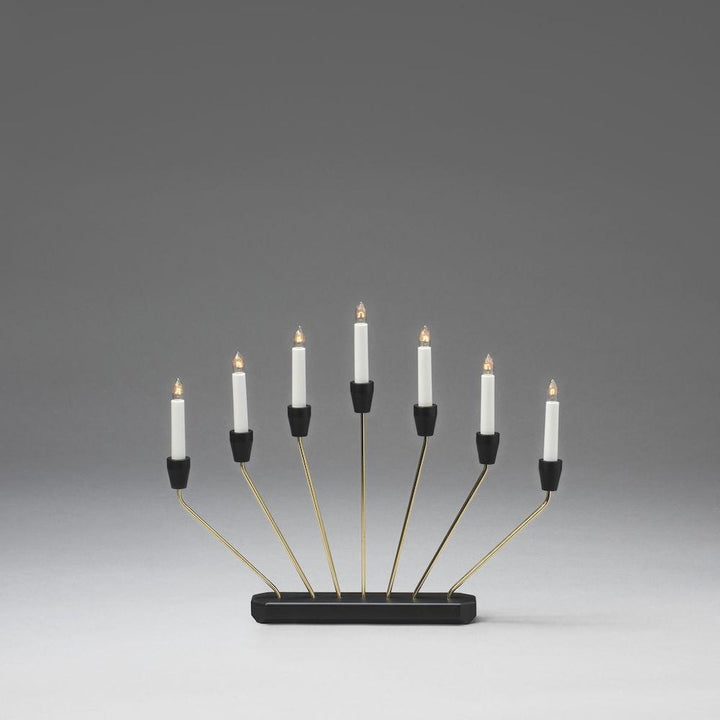 Adventsstake 7 armet - Svart/Messingfarget-Julebelysning adventsstake-Konstsmide-3539-870TR-Lightup.no