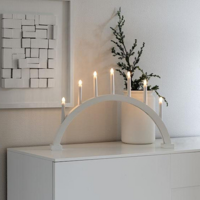 Adventsstake 7 armet buet - Hvit-Julebelysning adventsstake-Konstsmide-2272-205-Lightup.no