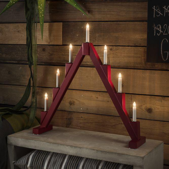 Adventsstake 7 armet sammenleggbar - Rød-Julebelysning adventsstake-Konstsmide-3590-510-Lightup.no