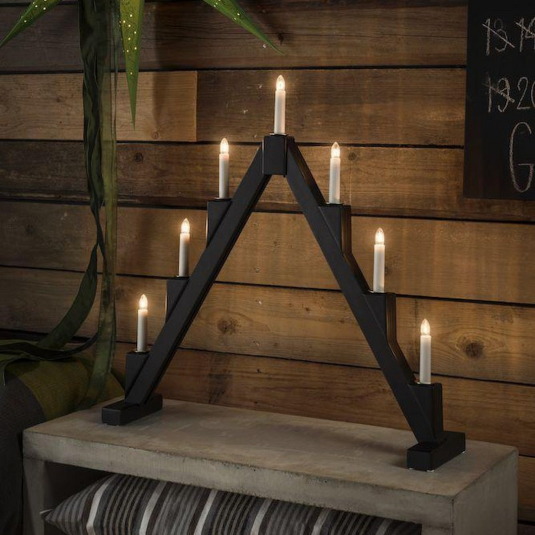 Adventsstake 7 armet sammenleggbar - Svart-Julebelysning adventsstake-Konstsmide-3590-710-Lightup.no