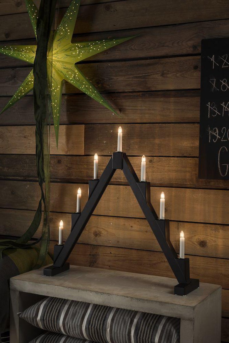 Adventsstake 7 armet sammenleggbar - Svart-Julebelysning adventsstake-Konstsmide-3590-710-Lightup.no