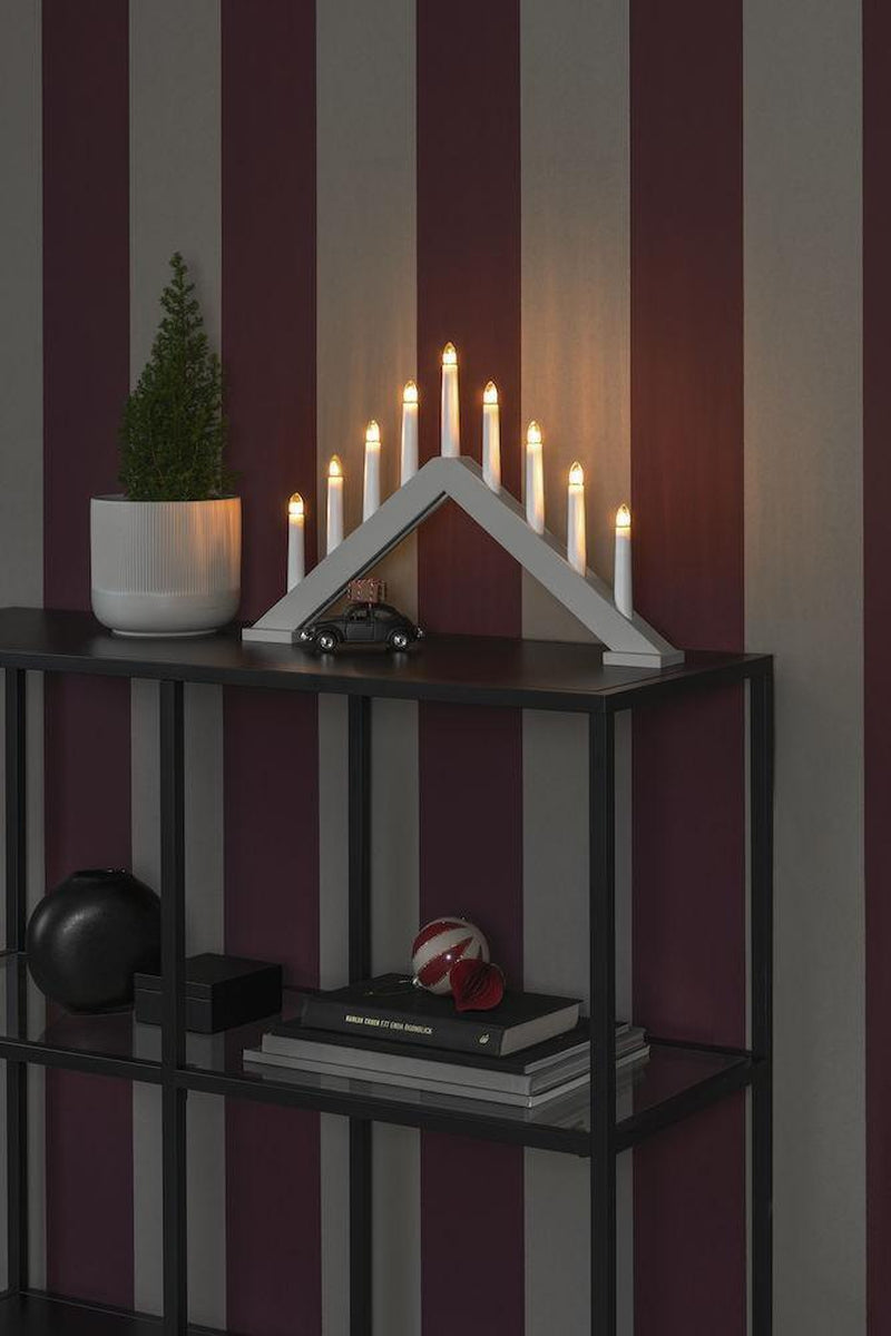 Adventsstake 9 armet - Matt beige-Julebelysning adventsstake-Konstsmide-Beige-3984-975-Lightup.no