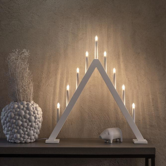 Adventsstake 9 armet - Matt hvit-Julebelysning adventsstake-Konstsmide-3932-205-Lightup.no