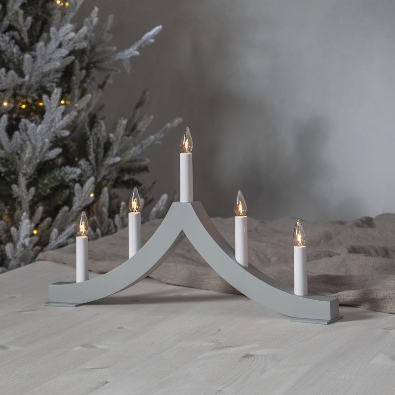 Adventsstake Pagod 5 lys - Grå-Julebelysning adventsstake-Star Trading-645-01-Lightup.no