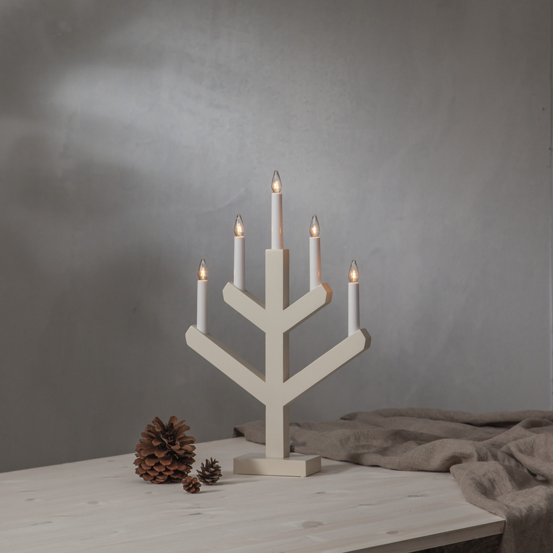 Adventsstake Vinga 5 lys - Beige-Julebelysning adventsstake-Star Trading-214-33-Lightup.no