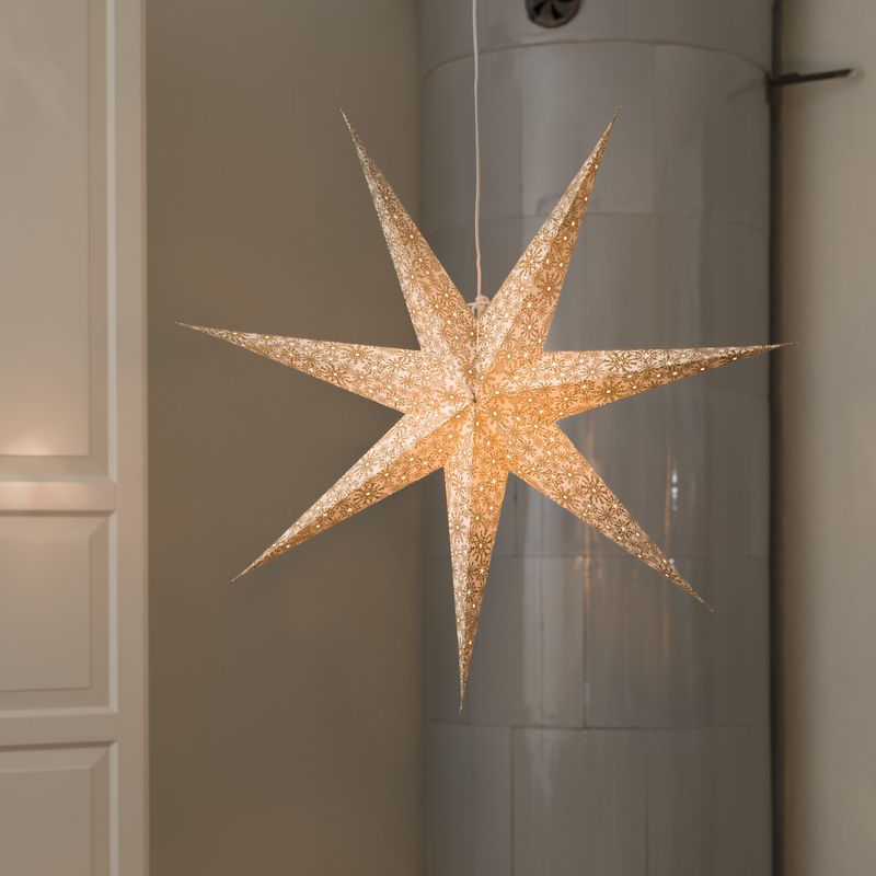 Adventsstjerne i papir 78 cm - Gull-Julebelysning adventstjerne-Konstsmide-2912-280-Lightup.no