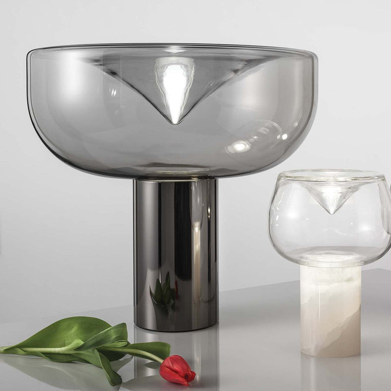 Aella 1968 T bordlampe - Gunmetal/Røykfarget glass-Bordlamper-Leucos-LF-0008697-Lightup.no