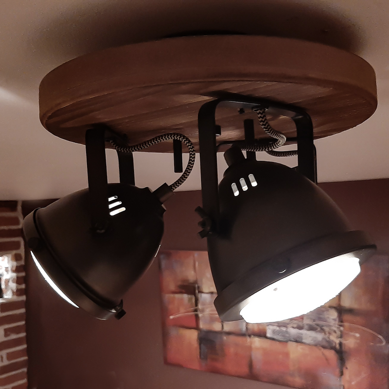Alaska rund taklampe - Jerngrå/tre-Taklamper-Aneta Lighting-76013-94-Lightup.no