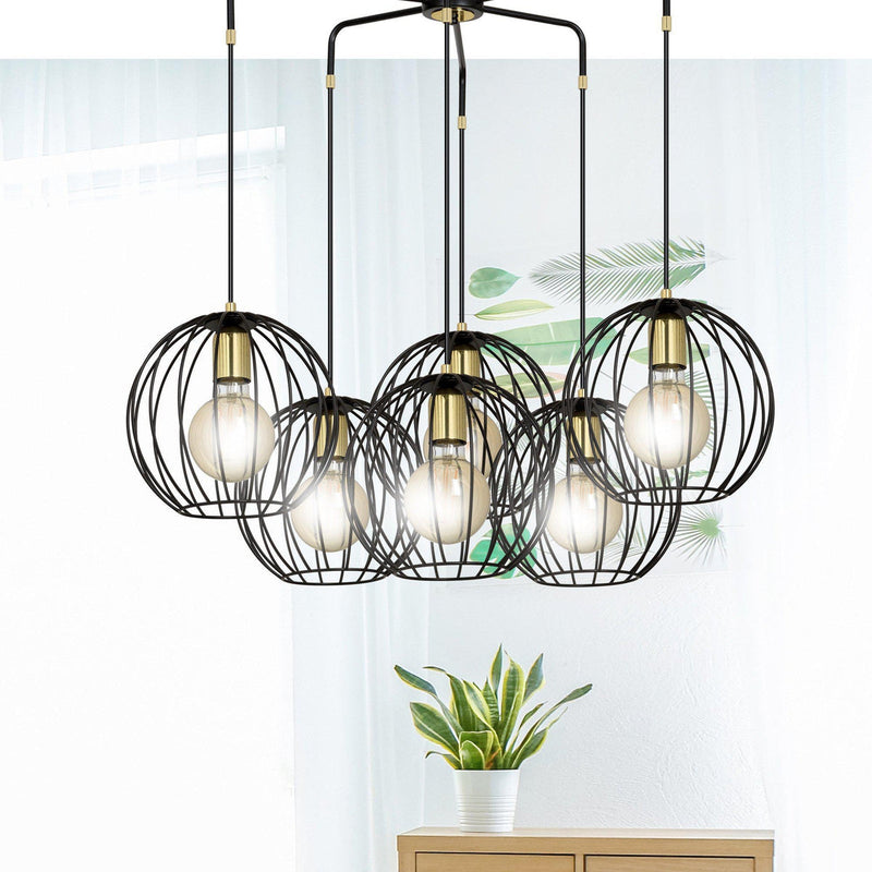 Albio takpendel 6 lys - Svart/Gullfarget-Takpendler-Emibig-144/6-Lightup.no