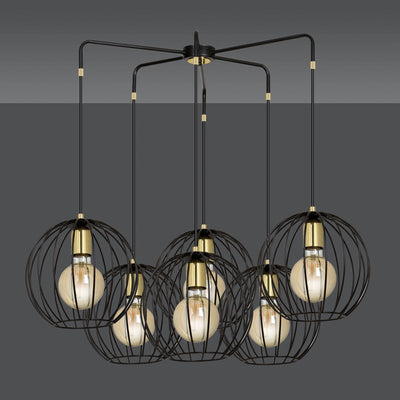 Albio takpendel 6 lys - Svart/Gullfarget-Takpendler-Emibig-144/6-Lightup.no