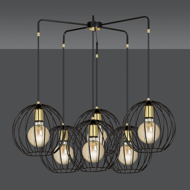 Albio takpendel 6 lys - Svart/Gullfarget-Takpendler-Emibig-144/6-Lightup.no