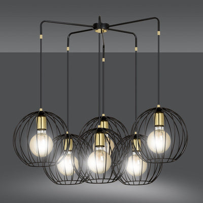 Albio takpendel 6 lys - Svart/Gullfarget-Takpendler-Emibig-144/6-Lightup.no