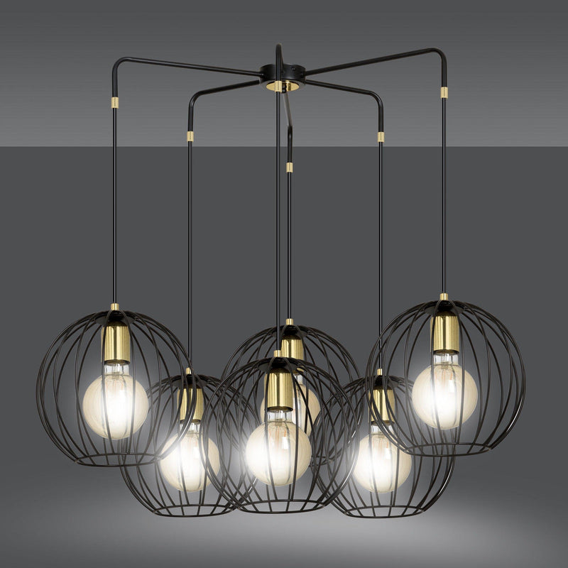 Albio takpendel 6 lys - Svart/Gullfarget-Takpendler-Emibig-144/6-Lightup.no