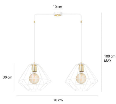 Alteo takpendel 2 lys - Hvit/Gullfarget-Takpendler-Emibig-226/2-Lightup.no
