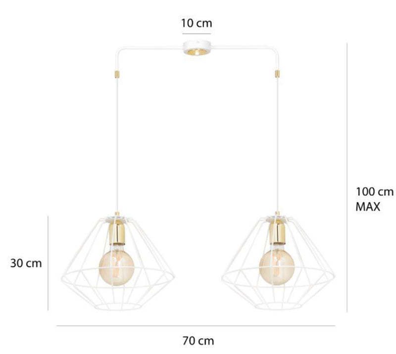 Alteo takpendel 2 lys - Hvit/Gullfarget-Takpendler-Emibig-226/2-Lightup.no