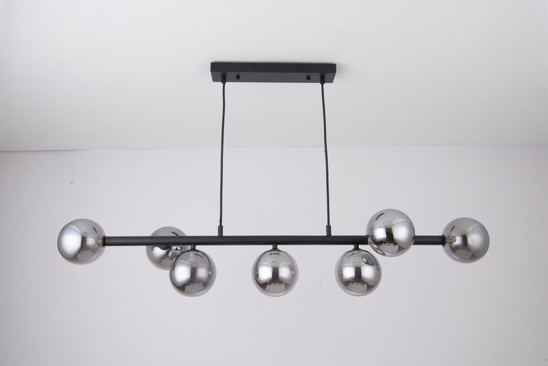 Andorra taklampe 7-lys - Svart farge med sotet glass-Takpendler-Scanlight-169389-Lightup.no