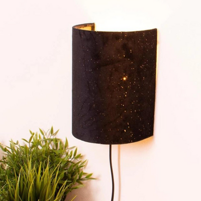 Anja vegglampe glitter velour rund - Svart farge-Vegglamper-Scanlight-169159-Lightup.no
