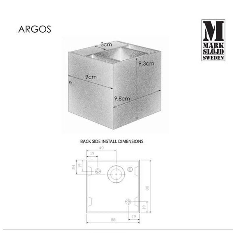 Argos vegglampe opp/ned 4 Watt 3000 Kelvin - Mørk grå-Utebelysning vegg opp og ned-Marksløjd-106521-Lightup.no