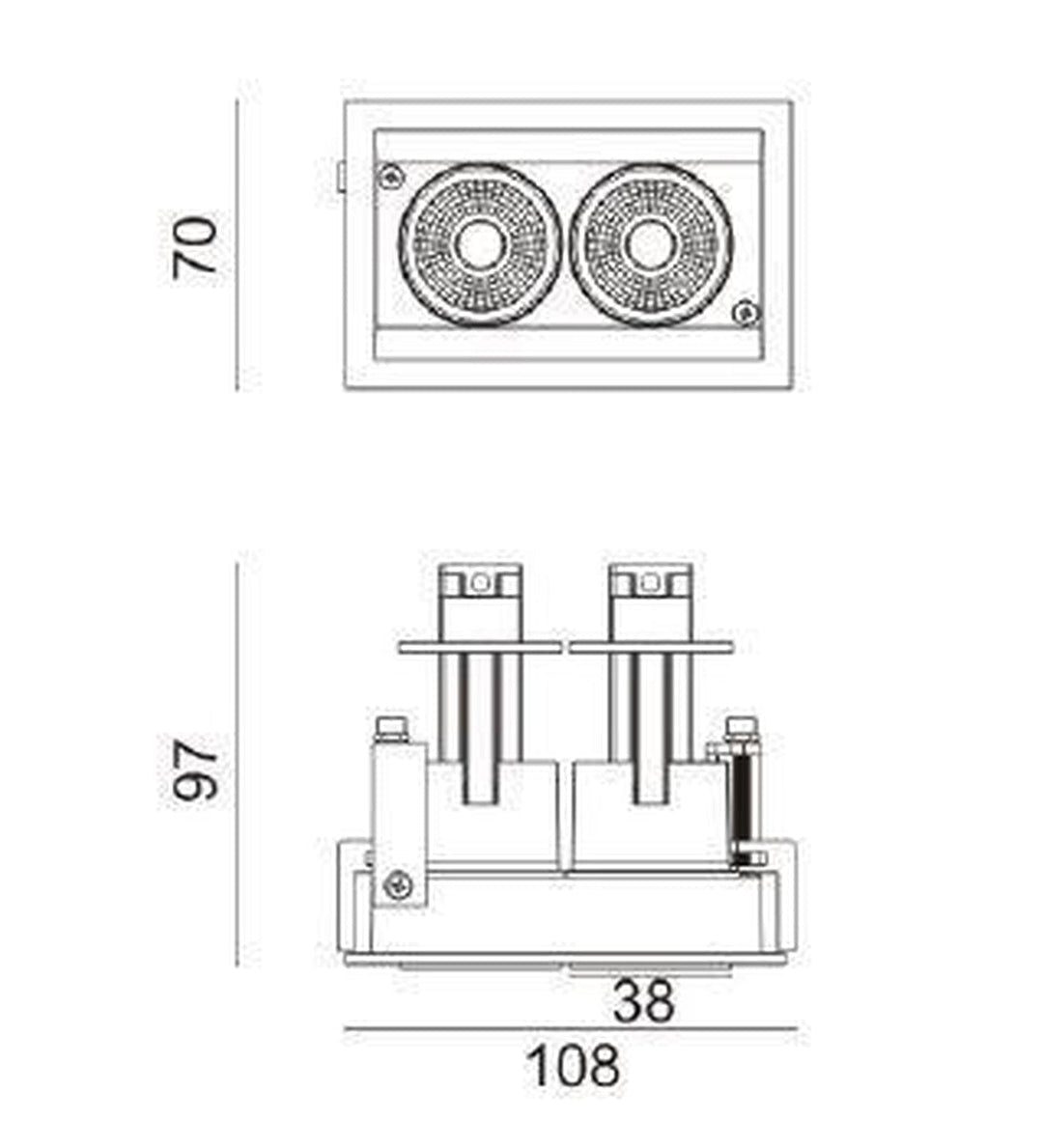 Aria mini flex K2 downlight justerbar 2x5W 3000K RA90 Dimbar - Svart-Taklamper-NorDesign-192053005+427900012+323918233v2-Lightup.no