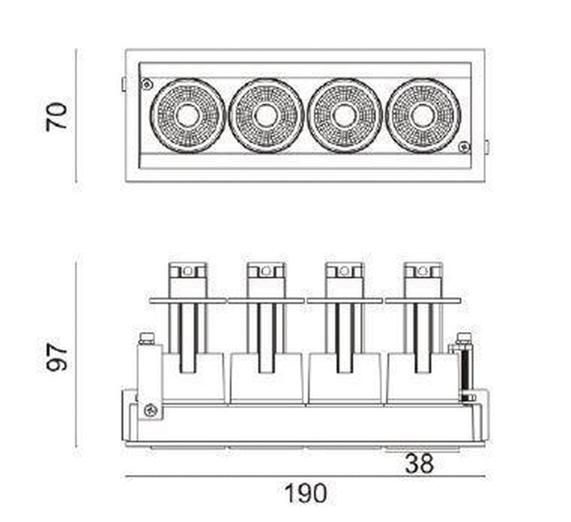 Aria mini flex K4 downlight justerbar 4x5W 3000K RA90 Dimbar - Svart-Taklamper-NorDesign-194053005+427900012+323918233v2-Lightup.no