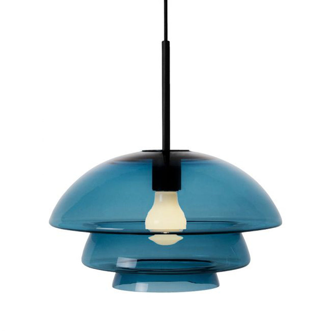 Arkivlampe 4006 Large - Blå - Matt Sort-Takpendler-Hadeland Glassverk-Blå-Hak__HG340-4006-1003-Matt-Sort-Lightup.no