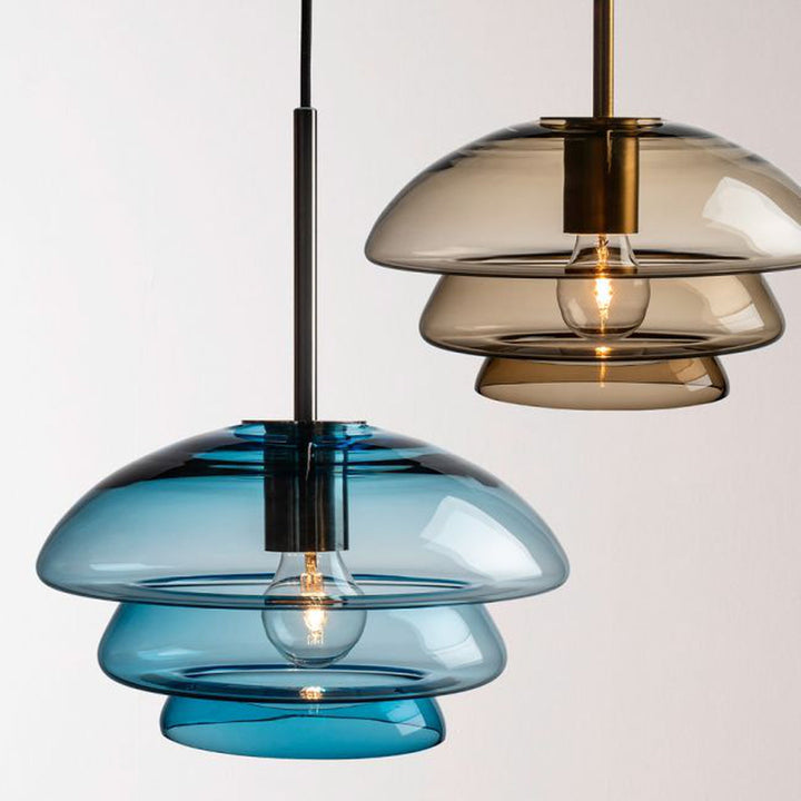Arkivlampe 4006 Large - Blå - Matt Sort-Takpendler-Hadeland Glassverk-Blå-Hak__HG340-4006-1003-Matt-Sort-Lightup.no