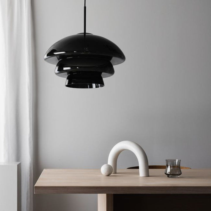 Arkivlampe 4006 Large - Grå - Matt Sort-Takpendler-Hadeland Glassverk-Grå-Hak__HG340-4006-2233-Matt-Sort-Lightup.no