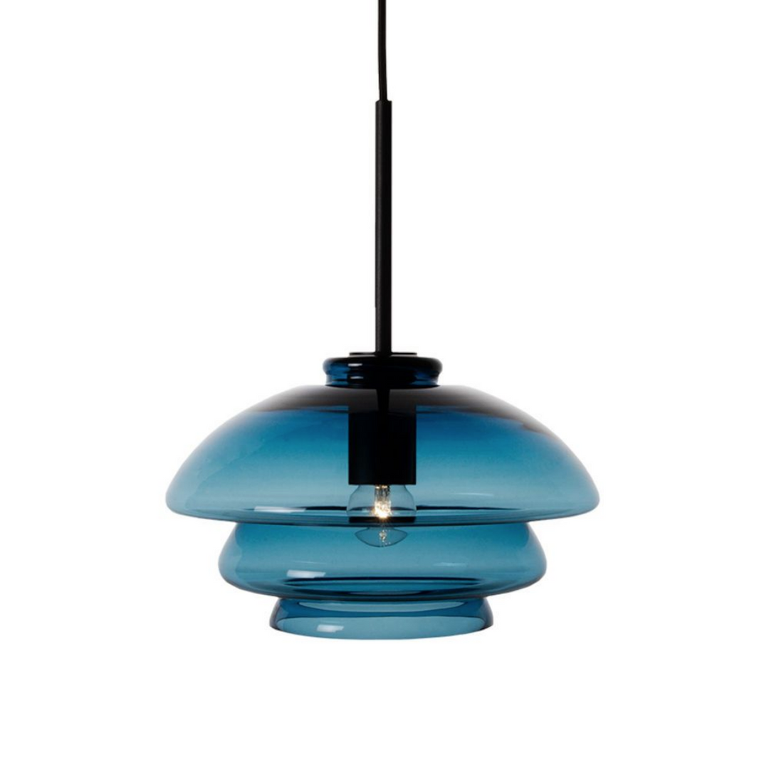 Arkivlampe 4006 Small - Blå - Matt Sort-Takpendler-Hadeland Glassverk-Blå-Hak__280-4006-1003-Matt-Sort-Lightup.no