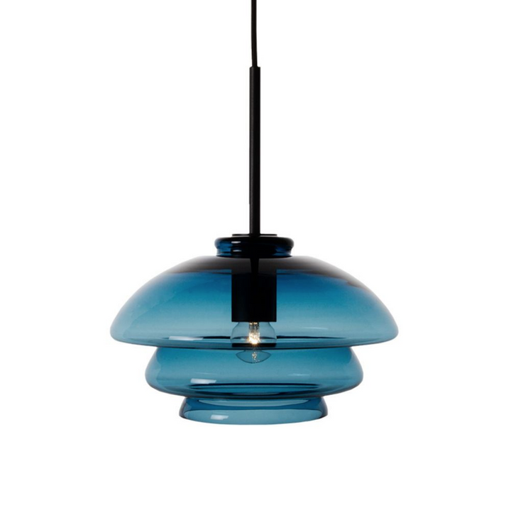 Arkivlampe 4006 Small - Blå - Matt Sort-Takpendler-Hadeland Glassverk-Blå-Hak__280-4006-1003-Matt-Sort-Lightup.no