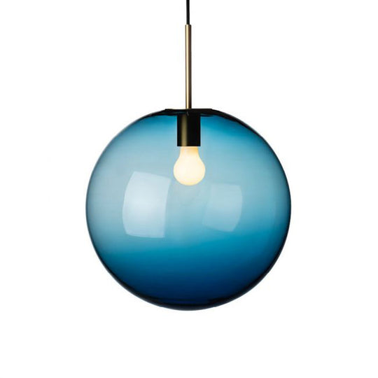 Arkivlampe 4014 30 cm - Blå - Messing-Takpendler-Hadeland Glassverk-Blå / Messing-Hak__HG300-4014-1003-MESSING-Lightup.no