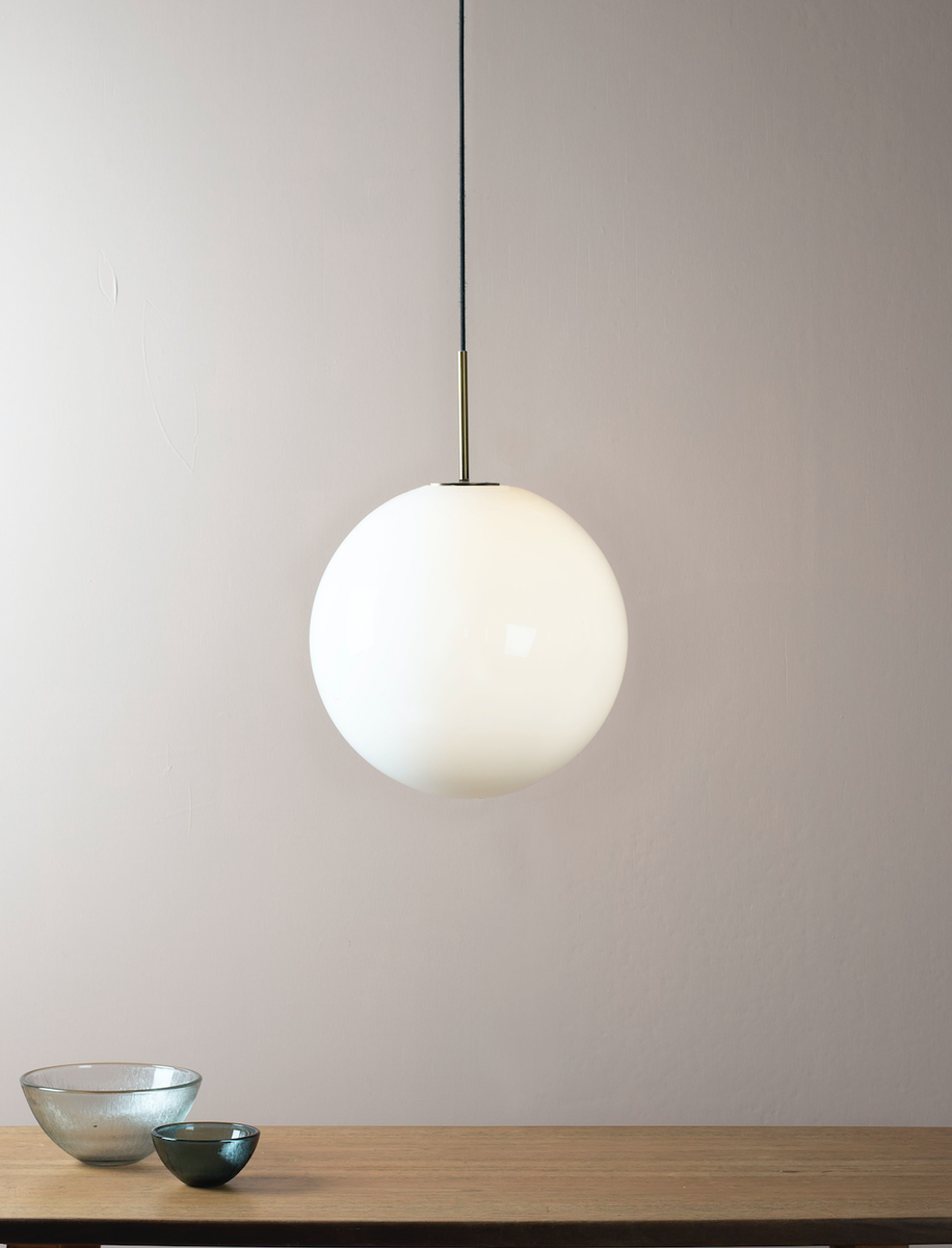 Arkivlampe 4014 30 cm - Hvit - Stål-Takpendler-Hadeland Glassverk-Opal / Stål-Hak__HG300-4014-1010-Stål-Lightup.no