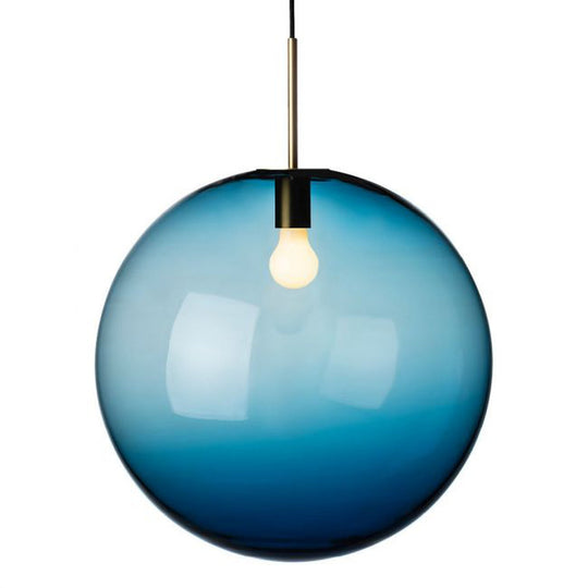 Arkivlampe 4014 50 cm - Blå - Messing-Takpendler-Hadeland Glassverk-Blå / Messing-Hak__HG500-4014-1003-MESSING-Lightup.no