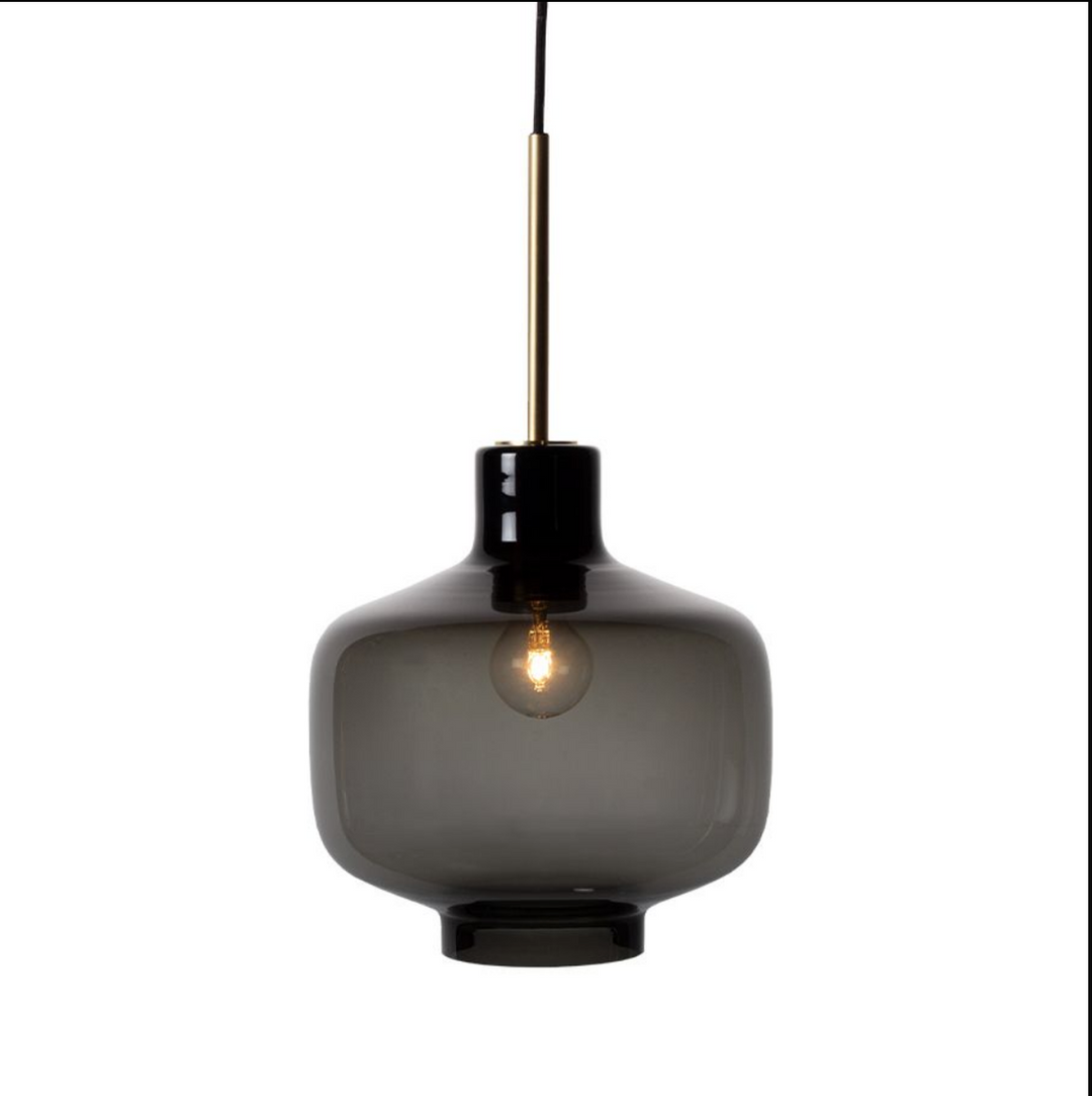 Arkivlampe 4180 - Large - Røykfarget - Matt Messing-Takpendler-Hadeland Glassverk-Hak__HG300-4180-2233-Matt-Messing-Lightup.no