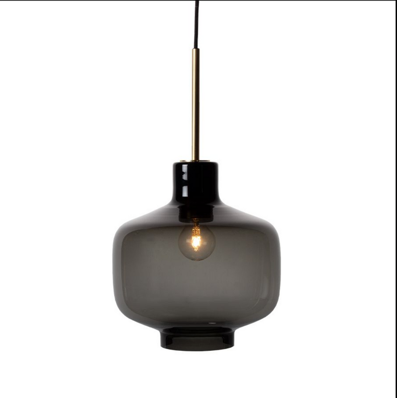 Arkivlampe 4180 - Large - Røykfarget - Matt Sort-Takpendler-Hadeland Glassverk-Hak__HG300-4180-2233-Matt-Sort-Lightup.no