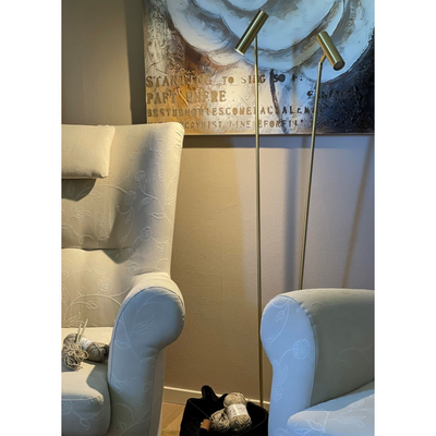 Artic gulvlampe dobbel 2x6W Dimbar - Matt Messing-Gulvlamper-Aneta Lighting-69101-25-Lightup.no