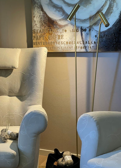 Artic gulvlampe dobbel 2x6W Dimbar - Matt Messing-Gulvlamper-Aneta Lighting-69101-25-Lightup.no