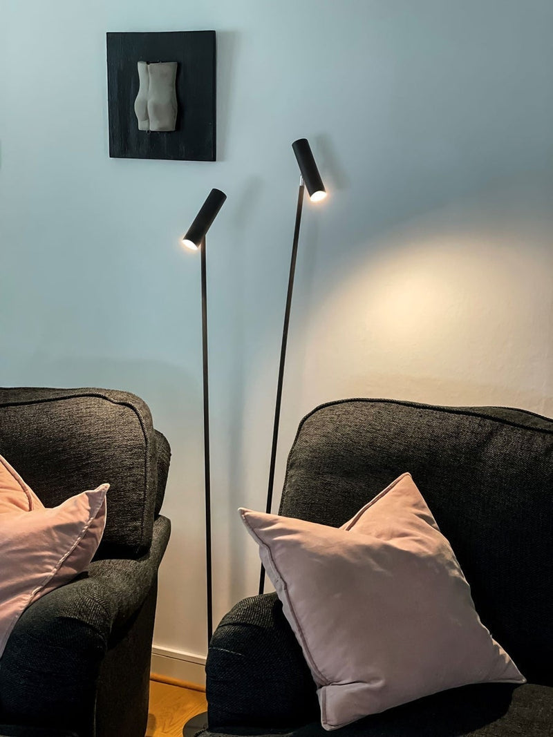 Artic gulvlampe dobbel 2x6W Dimbar - Svart-Gulvlamper-Aneta Lighting-69101-15-Lightup.no