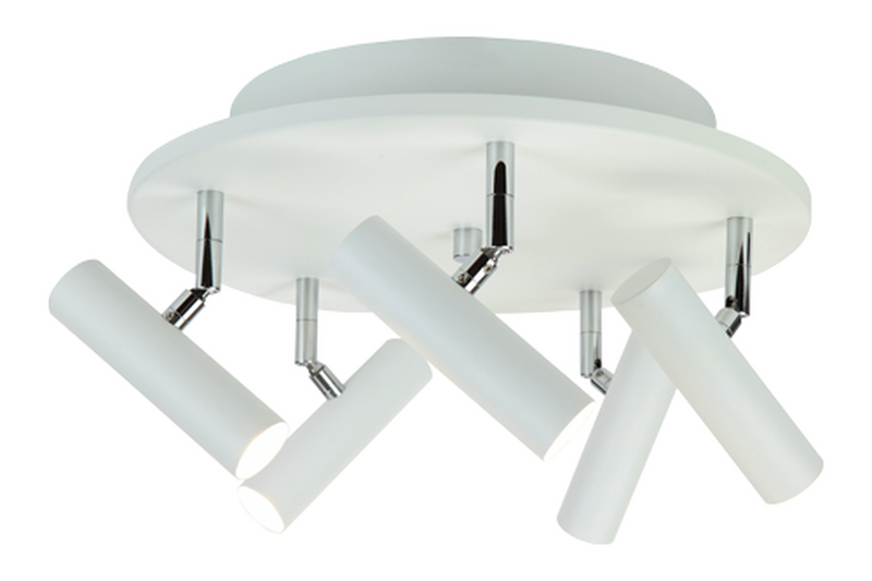 Artic rund taklampe med 5 spotter - Hvit/krom-Taklamper-Aneta Lighting-76010-01-Lightup.no