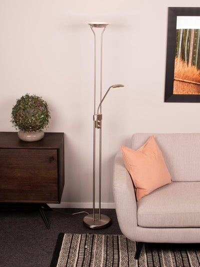 Aruba gulvlampe uplight med lesearm led - Stål-Gulvlamper-Scanlight-168938-Lightup.no