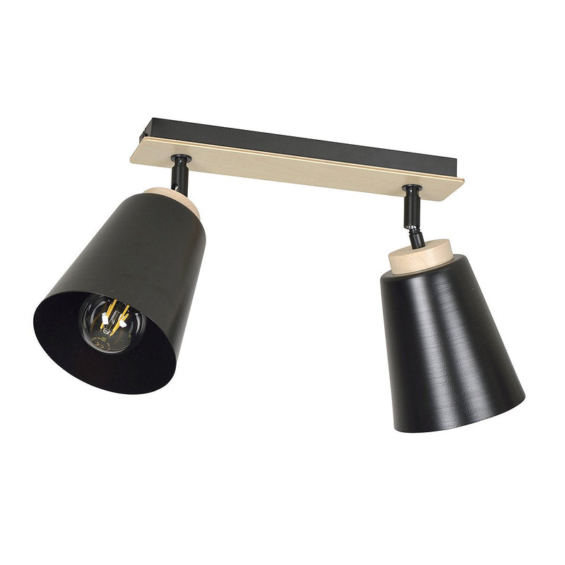 Atlas taklampe 2 lys - Svart/Trefarget-Taklamper-Emibig-725/2-Lightup.no