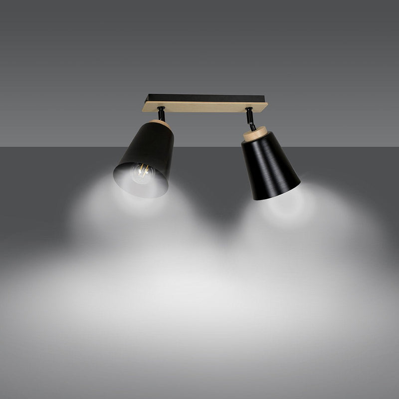 Atlas taklampe 2 lys - Svart/Trefarget-Taklamper-Emibig-725/2-Lightup.no