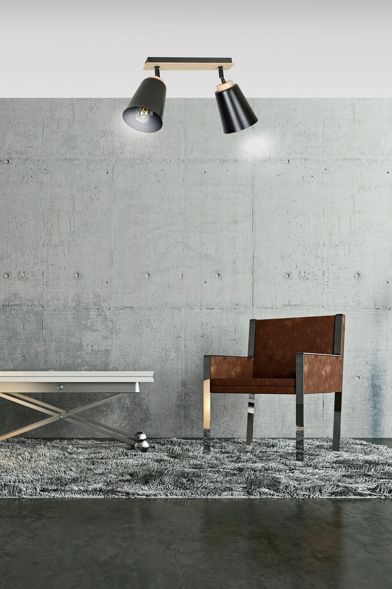 Atlas taklampe 2 lys - Svart/Trefarget-Taklamper-Emibig-725/2-Lightup.no
