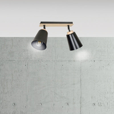 Atlas taklampe 2 lys - Svart/Trefarget-Taklamper-Emibig-725/2-Lightup.no