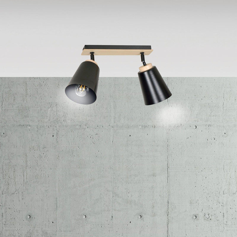 Atlas taklampe 2 lys - Svart/Trefarget-Taklamper-Emibig-725/2-Lightup.no